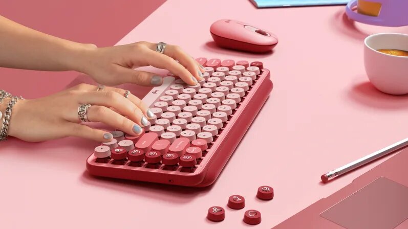 Logitech POP Keys Mecánico Inalámbrico Heartbreaker – Teclado Logitech POP Keys Mecánico Inalámbrico Heartbreaker – Teclado