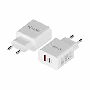 Aisens  Cargador USB 20W 1x USBC PD30  1x USBA QC30 Blanco