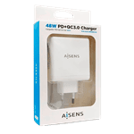 Aisens ASCH-2PD30QC-W / USB-A / USB-C / 48W / Blanco - Cargador USB