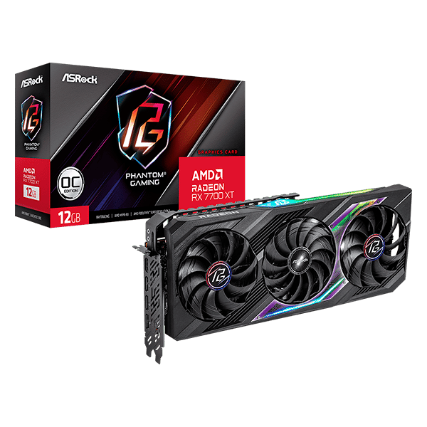 Asrock RX 7700 XT Phantom Gaming OC 12GB GDDR6  Tarjeta Gráfica AMD