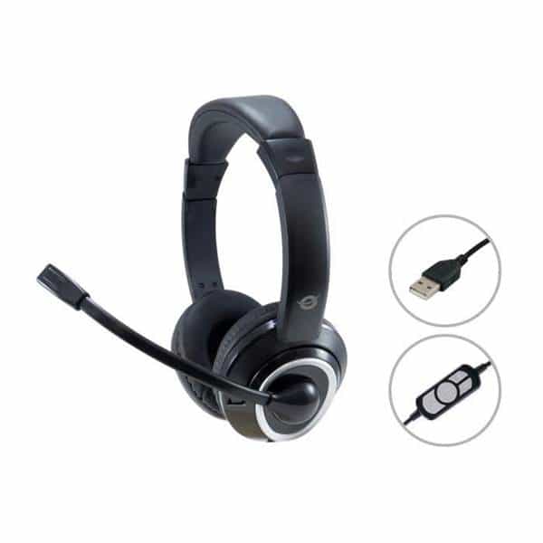Conceptronic Polona USB  con microfono Black  White  Auriculares
