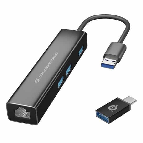 Conceptronic HUB USB a Gigabit Ethernet USBC  Adaptador