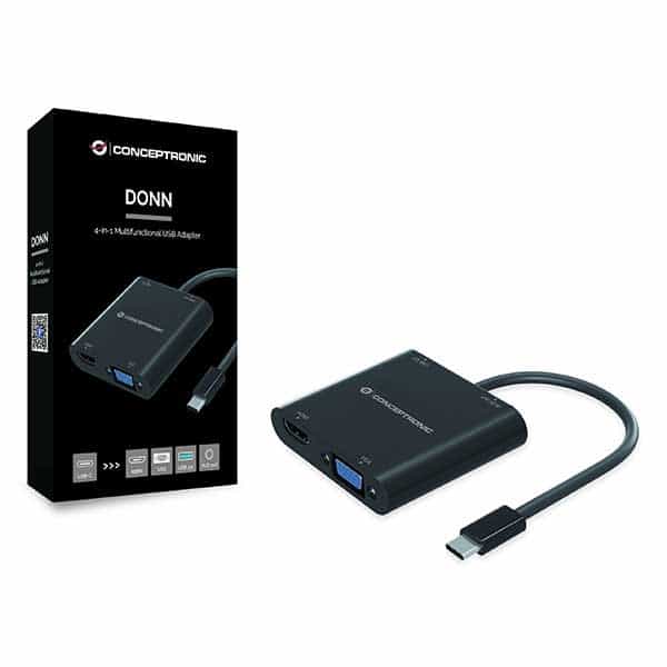 Conceptronic 4 en 1 USBC HDMI VGA Audio  Adaptador