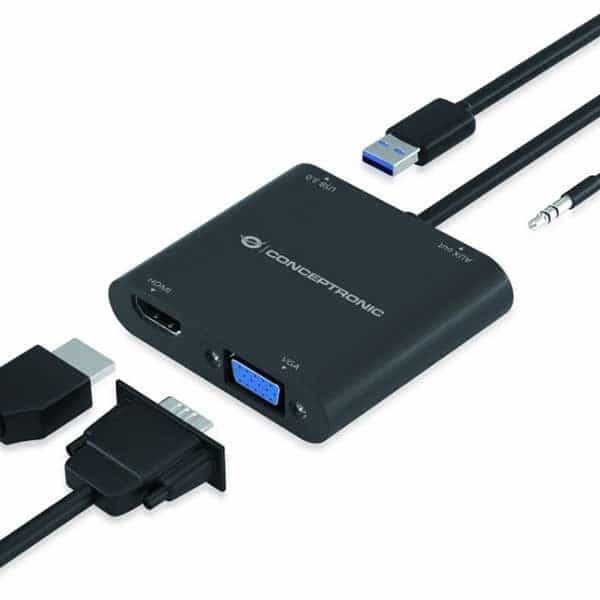 Conceptronic 4 en 1 USBC HDMI VGA Audio  Adaptador