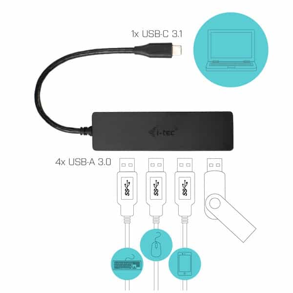 ITec Slim passive USBC a HUB 4P USB 30  HUB USB