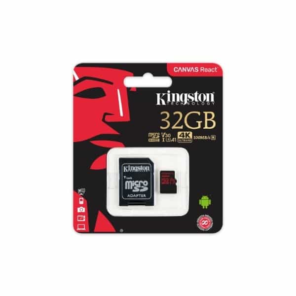 Kingston Canvas React MicroSD 32GB cad  Memoria Flash