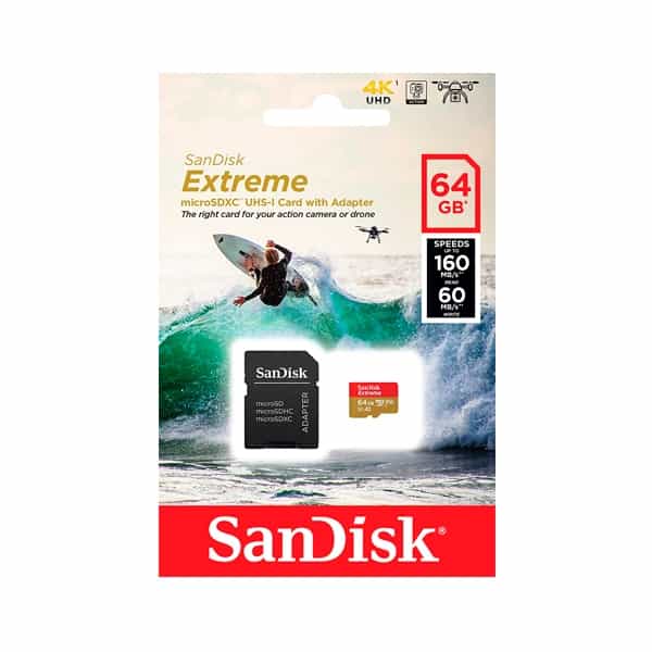 SanDisk Extreme 64GB 160MBs cadap  Tarjeta microSD