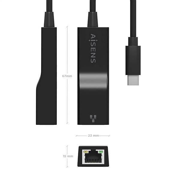 Aisens A1060765 USB TipoC a RJ45 Ethernet 1000Mbps  Adaptador USB