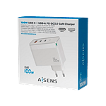 Aisens ASCH-100W3P008-W / 2x USB-A / USB-C / 100W / Blanco - Cargador USB