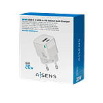 Aisens ASCH-20W2P002-W / USB-A / USB-C / 20W / Blanco - Cargador USB