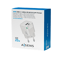 Aisens ASCH-20W2P002-W / USB-A / USB-C / 20W / Blanco - Cargador USB