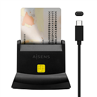 Aisens ASCR-SN02SD-BK / Lector de DNI / MicroSD / Tarjeta de Sim / USB2.0 - Lector USB