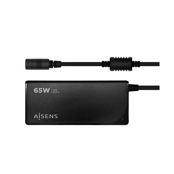 Aisens ASLC65WAUTOBK  65W  9 Conectores  USB 30  Cargador de Portátil