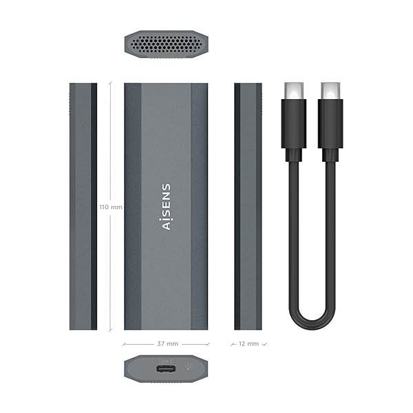 Aisens ASM2029GR  USB 32  M2 NVMe  Sin tornillos  Caja Externa para Disco