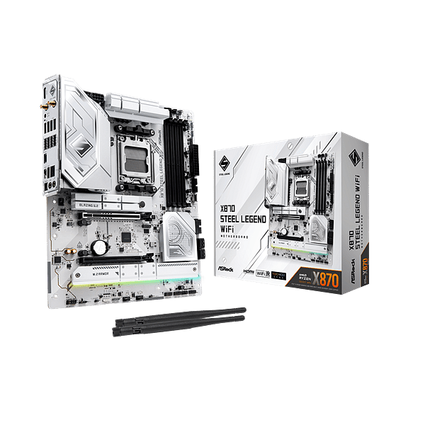 Asrock X870 Steel Legend  WiFi 7 Bluetooth 54  DDR5  ATX  Blanca  Placa Base AM5