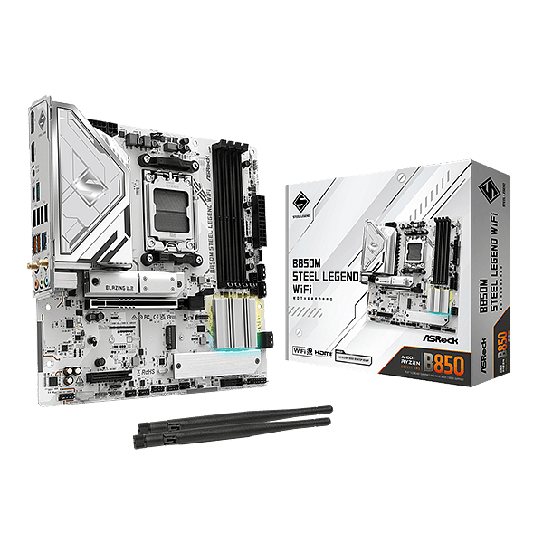 Asrock B850M Steel Legend  WiFi 7 Bluetooth 54  DDR5  MicroATX  Placa Base AM5