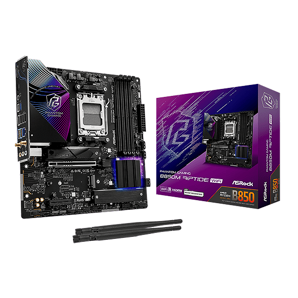 Asrock B850M Riptide  WiFi 7 Bluetooth 54  DDR5  MicroATX  Placa Base AM5