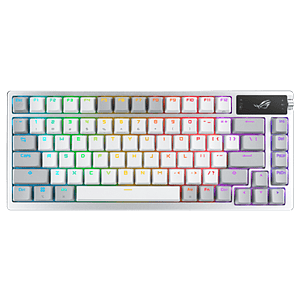 ASUS ROG Azoth Moonlight White 75 Teclado mecánico Inalámbrico Switches ROG NX Snow Hotswappable Pantalla OLED Gasket Mount PBT DoubleShot