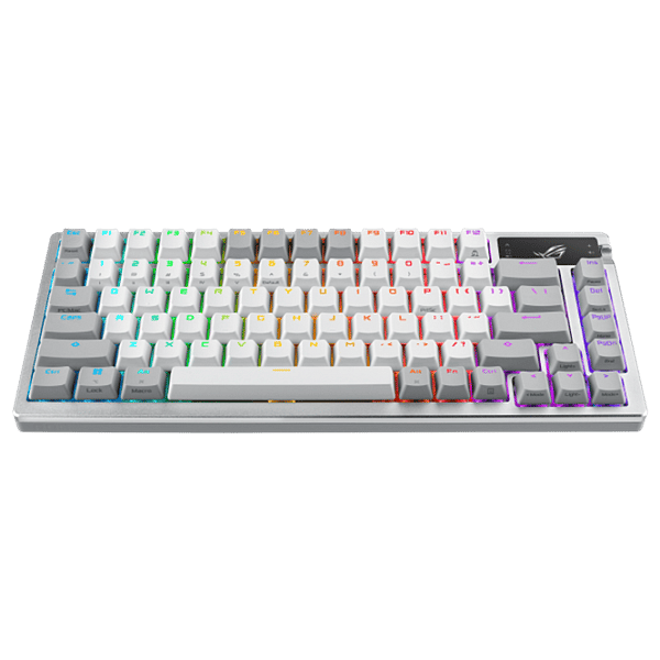 ASUS ROG Azoth Moonlight White 75 Teclado mecánico Inalámbrico Switches ROG NX Snow Hotswappable Pantalla OLED Gasket Mount PBT DoubleShot