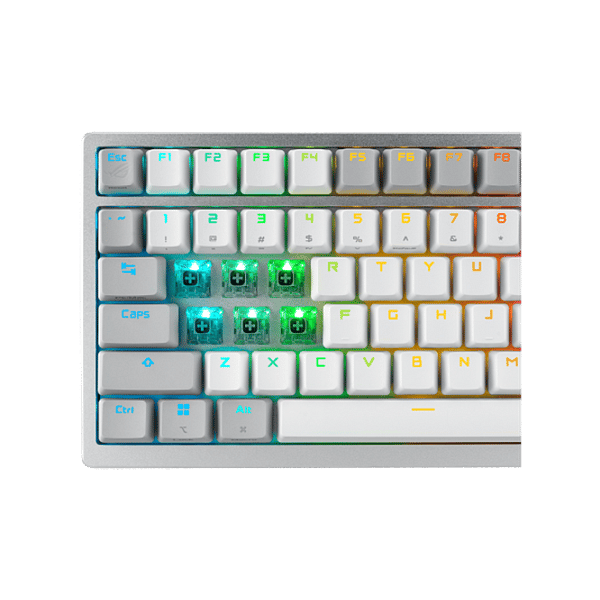 ASUS ROG Azoth Moonlight White 75 Teclado mecánico Inalámbrico Switches ROG NX Snow Hotswappable Pantalla OLED Gasket Mount PBT DoubleShot