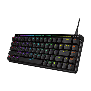 ASUS ROG Falchion Ace HFX Mini 65 Teclado mecánico gaming Switches magnéticos ROG HFX ajustable Rapid Trigger Panel táctil Keycaps PBT DoubleShot