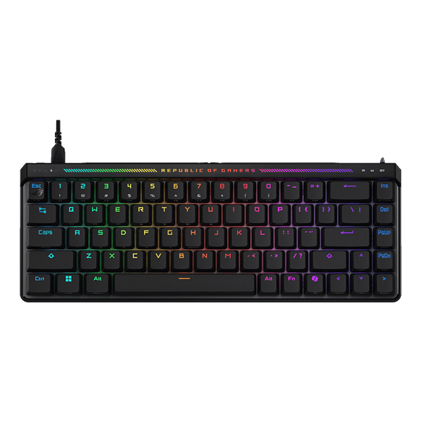 ASUS ROG Falchion Ace HFX Mini 65 Teclado mecánico gaming Switches magnéticos ROG HFX ajustable Rapid Trigger Panel táctil Keycaps PBT DoubleShot