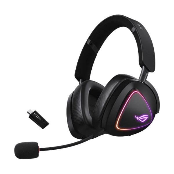 ASUS ROG Delta II Auriculares inalámbricos RGB gaming sonido HiRes DAC ESS Quad micrófono desmontable con cancelación de ruido AI