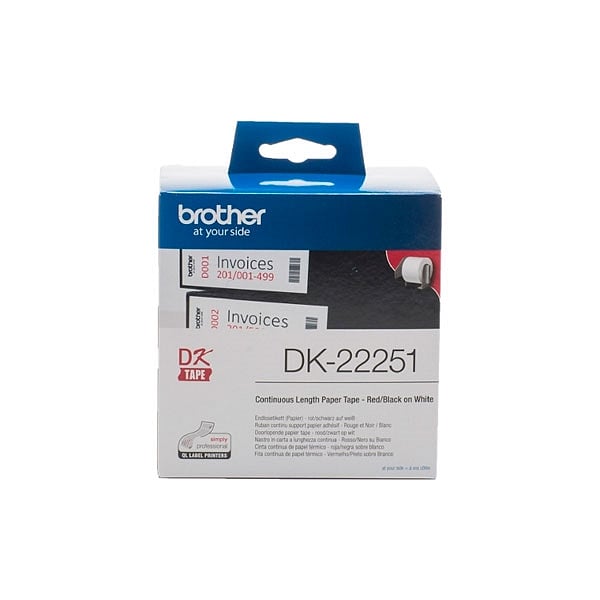 Brother DK22251 62mm 1524m negro y rojo térmico  Etiquetas