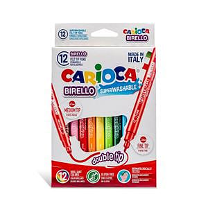 Rotuladores de Colores Carioca Birello Superlavable Caja 12 Colores Doble Punta