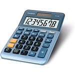 Casio MS80E Calculadora de Escritorio  Pantalla LCD de 8 dígitos Solar y Pilas Color Azul