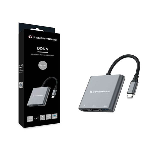 Conceptronic 3in1 USBC HDMI USB 30 60W USB PD Docking Station