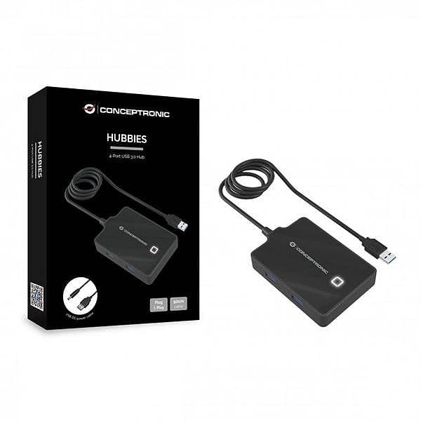 Conceptronic HUB 4 Puertos USB 30 90cm  Adaptador