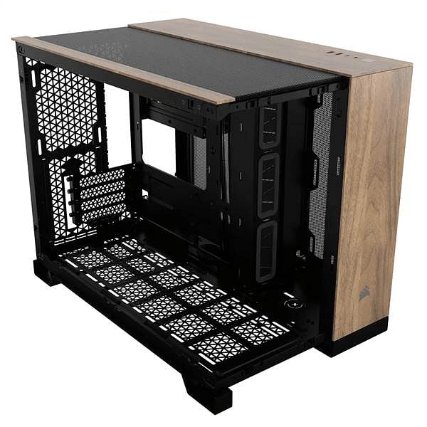 Corsair 2500x Doble  Caja MATX Cristal templado Negro  Nogal