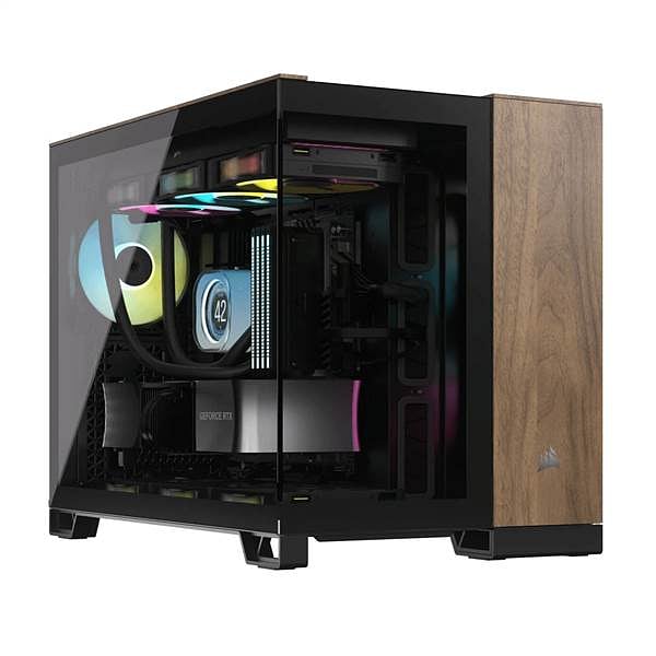 Corsair 2500x Doble  Caja MATX Cristal templado Negro  Nogal