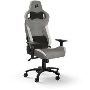Corsair T3 RUSH Fabric  Silla Gaming Reclinable Ergonómica con Soporte Lumbar y Cervical Grey  White