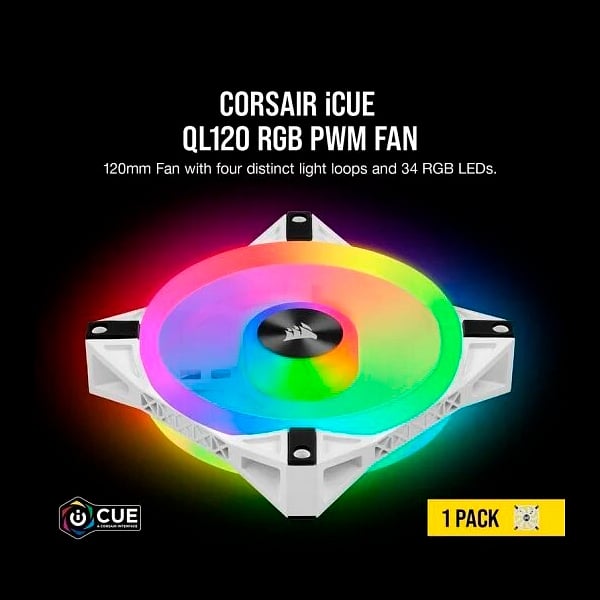 Corsair QL120 RGB White 120mm  Ventilador