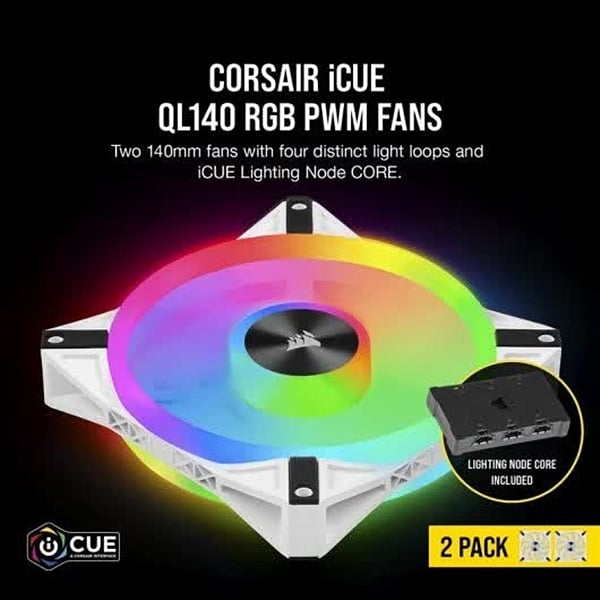 Corsair QL140 RGB White Dual Pack 140mm  Ventilador
