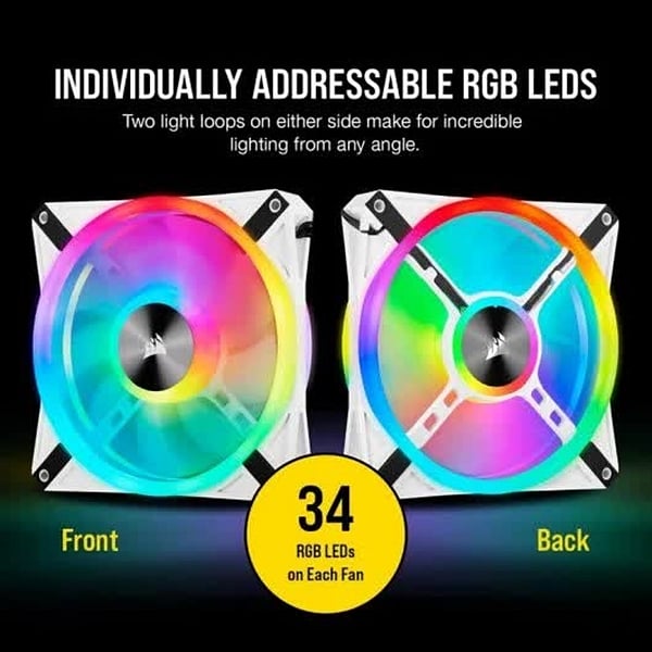 Corsair QL140 RGB White Dual Pack 140mm  Ventilador