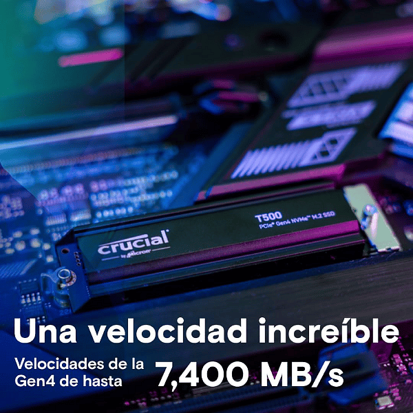 Crucial T500 1TB  SSD M2 NVMe Gen4 Con disipador térmico