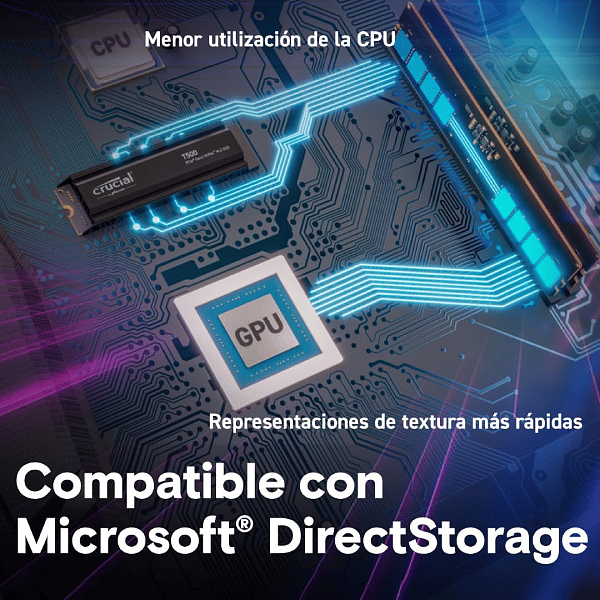 Crucial T500 1TB  SSD M2 NVMe Gen4 Con disipador térmico