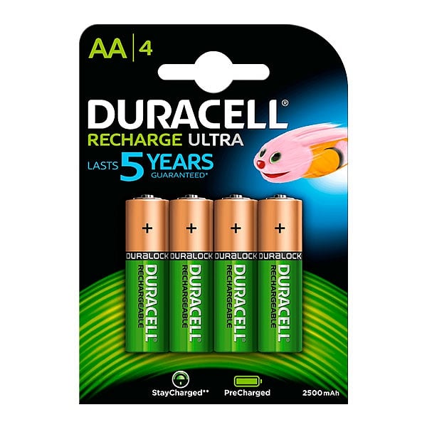Duracell Pilas Recargables Recharge Ultra AA 2500mAh 4 uds