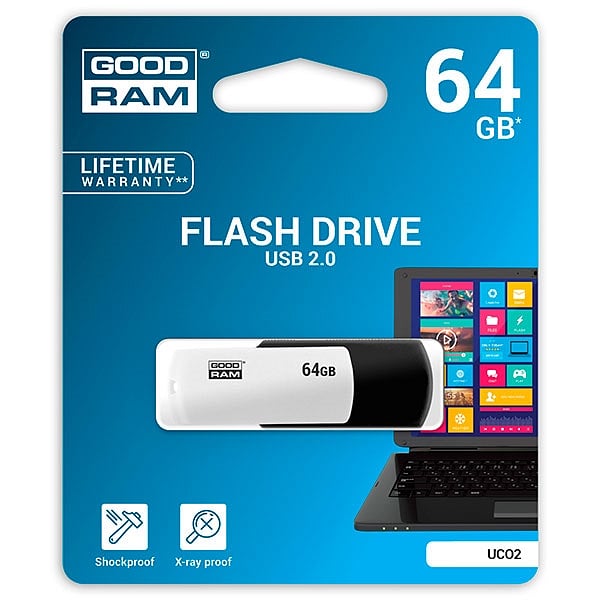 GOODRAM Pendrive 64GB UCO2 USB 20 BlancoNegro  Memoria