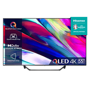 HISENSE 55  TV QLED 4K 55A7KQ Smart TV Quantum Dot Colour Dolby Vision Alexa Built in VIDAA Voice DVBT2 H265