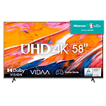 HISENSE 58  TV 4K 58A6K VIDAA Smart TV Dolby Vision Alexa integrado VIDAA Voice DVBT2 H265