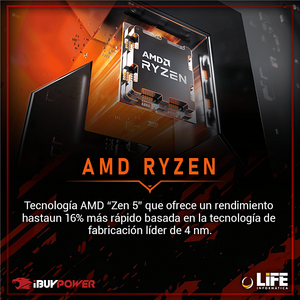 PC Gaming  iBUYPOWER Anniversary 9  Ryzen 5 7600  32GB RAM DDR5 6000MHZ  1TB SSD 7400MBS  GeForce RTX 5070 12GB DLSS4  Ordenador eSports Profesional