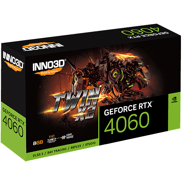Inno3D GeForce RTX 4060 Twin X2 8GB GDDR6 DLSS3  Tarjeta Gráfica Nvidia