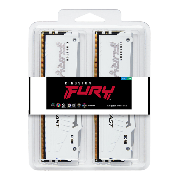 Kingston Fury Beast RGB 64GB 2x32GB  Memoria RAM DDR5 6000MHz CL36 Blanca AMD Expo