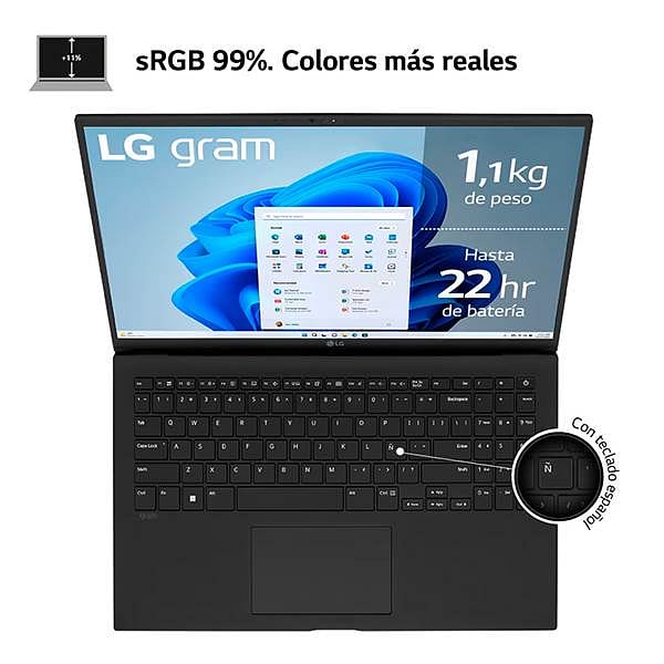 LG Gram 15Z90RGAA75B  Portátil Intel Core i71360P 16GB RAM 512GB SSD 155 Full HD Windows 11 Home