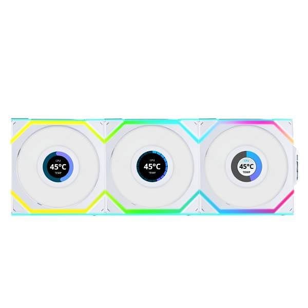 Lian Li UNI FAN SL Wireless Pantalla LCD 120 ARGB FAN Reverse Blade  Pack de 3 Ventiladores Blancos