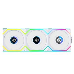 Lian Li UNI FAN SL Wireless Pantalla LCD 120 ARGB FAN Reverse Blade  Pack de 3 Ventiladores Blancos
